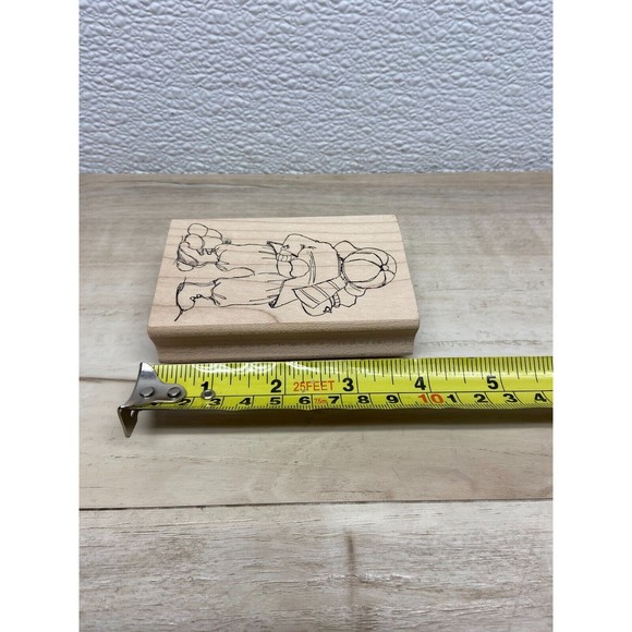 Art Impressions Snowball Fight Boy Back Wood Mounted Rubber Stamp - Picture 4 of 4